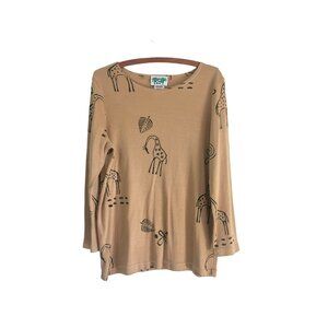 Coconut Bay Womens Safari Ethnic Boho Hipster Tan Long Sleeve Top Size Medium